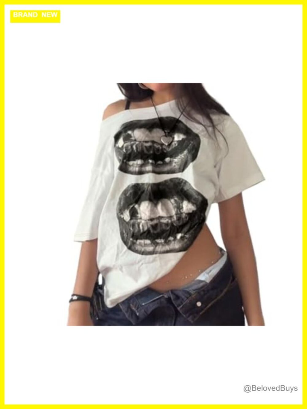 Women's One Shoulder Oversized Graphic Tee Short Sleeve Y2K Grunge Top